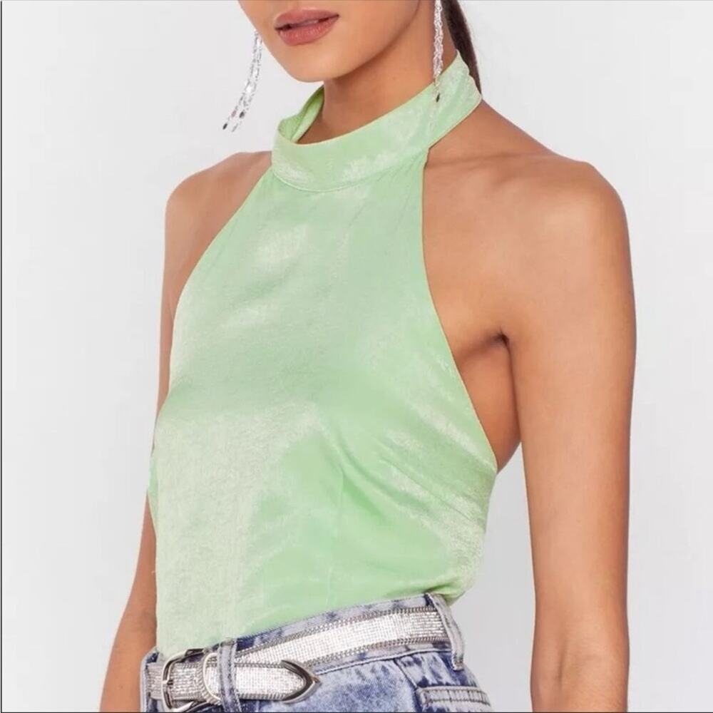 Nasty Gal Mint Satin Halter Top